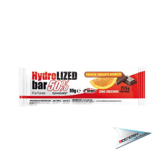Pronutrition-HYDROLYZED BAR 50% (Conf. 24 barrette da  55 gr)   Fondente Crunchy Arancia  